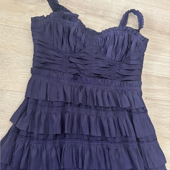 Ulla Johnson Camille tiered ruffle satin maxi dress eggplant purple - Picture 7 of 8